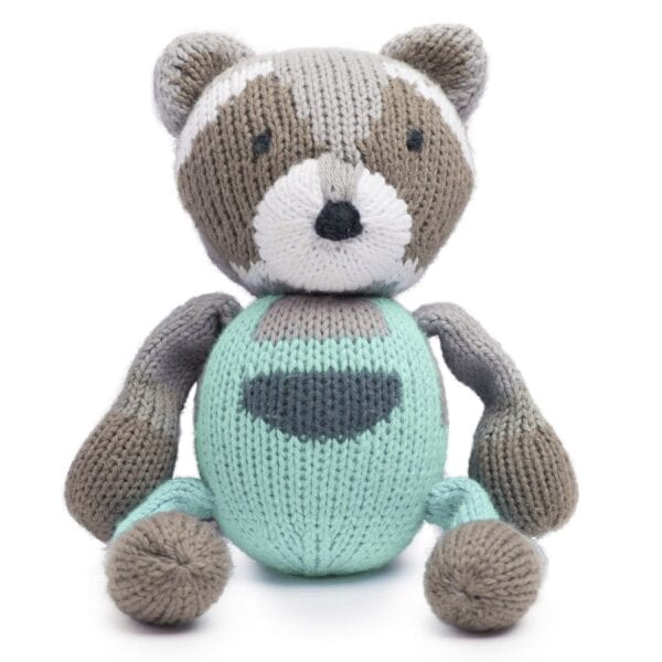 Knit Racoon baby rattle