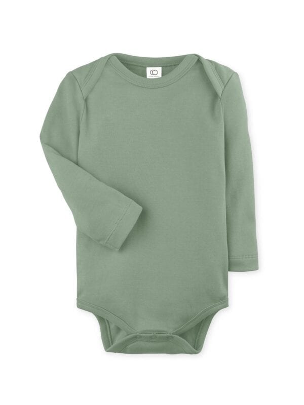 Thyme Green long sleeve organic cotton baby onesie