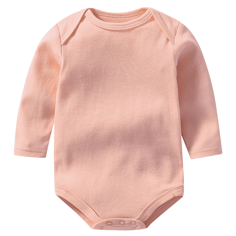 Salmon pink long sleeve organic cotton baby onesie