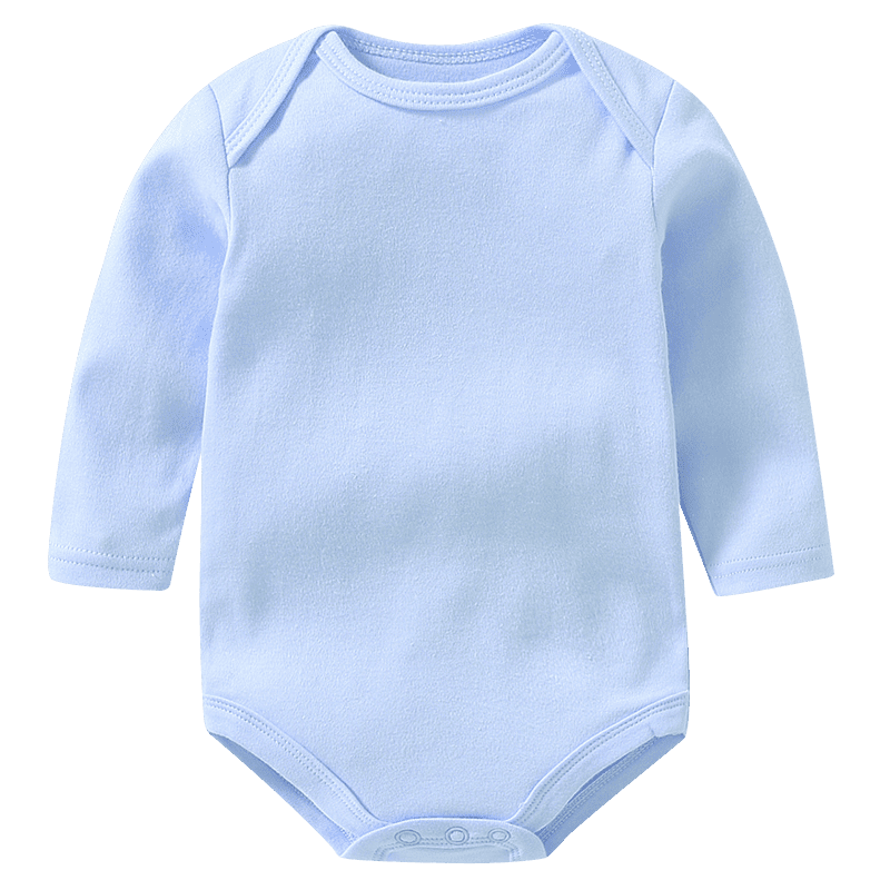 Sky blue long sleeve organic cotton baby onesie
