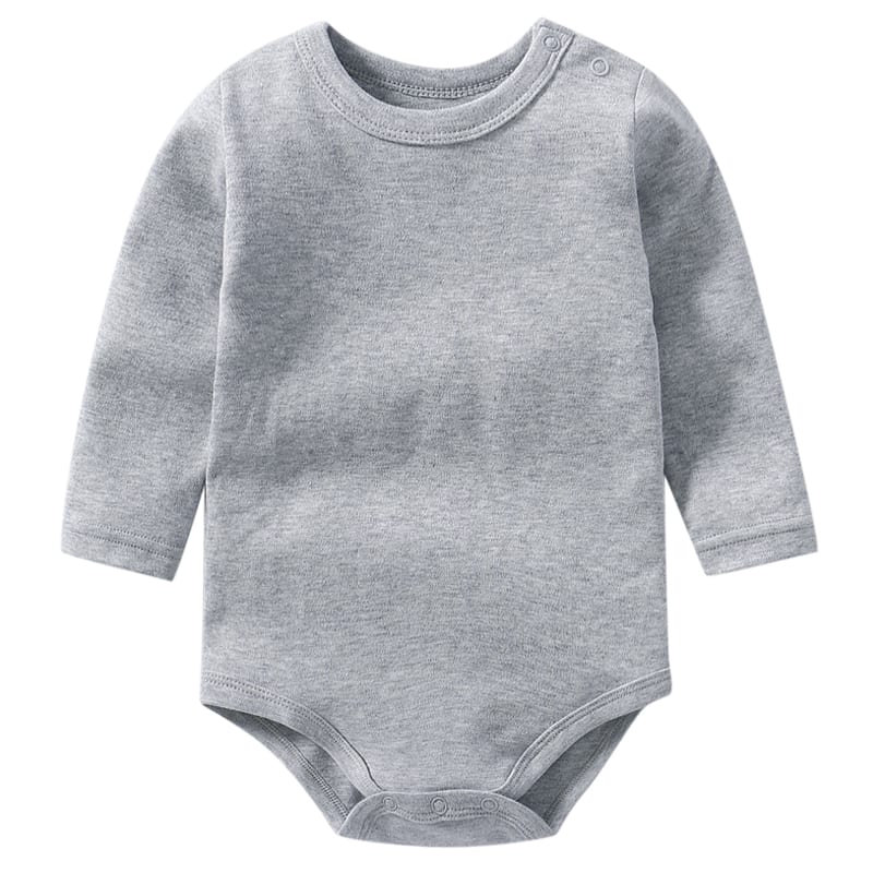 Grey long sleeve organic cotton baby onesie