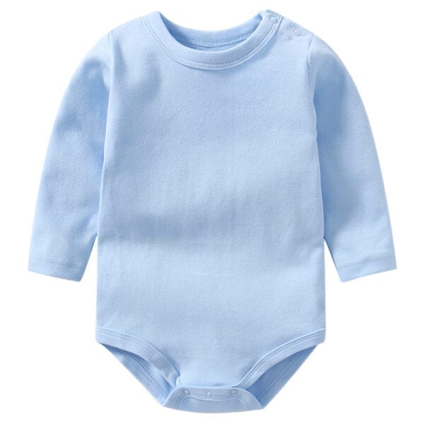 Sky blue long sleeve organic cotton baby onesie