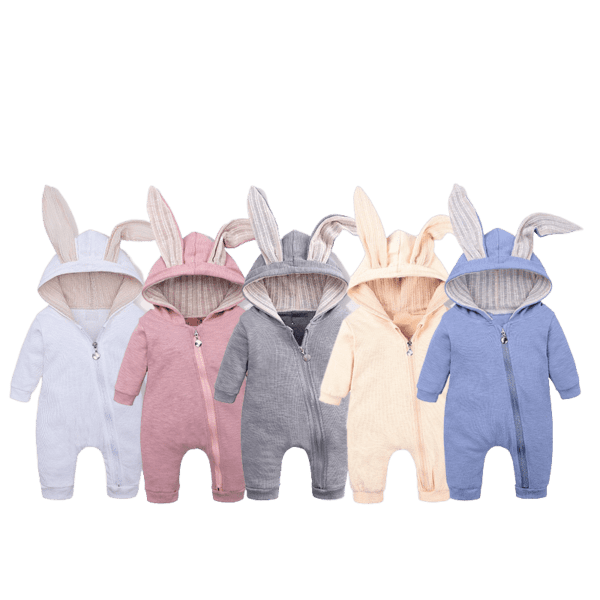 Assorted colors toddler baby bunny playsuits with floppy ears