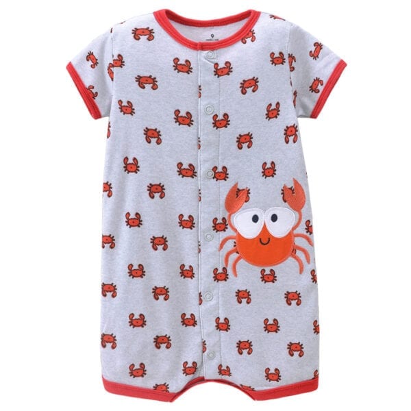 Boys snap up summer romper with fun crab pattern