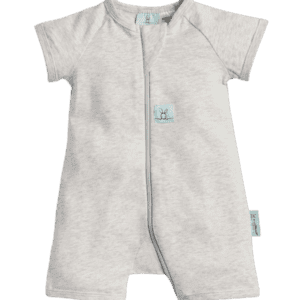 Bib and Tucker Baby GOTS Certified Organic cotton baby romper short sleeve grey Australian Ergopouch