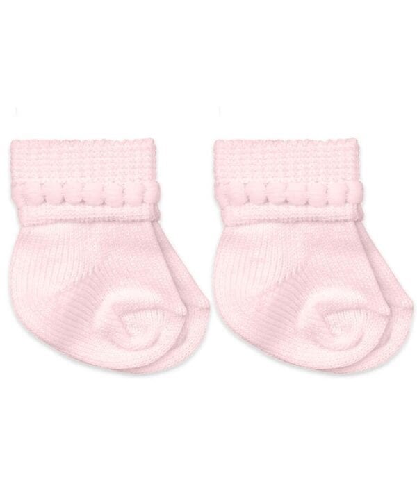 Pink Infant socks with bubble knit trim