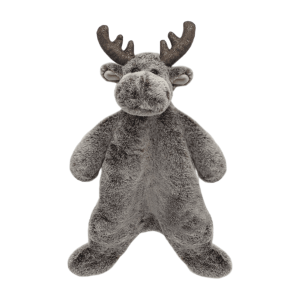Super soft greyish brown moose baby plush lovey