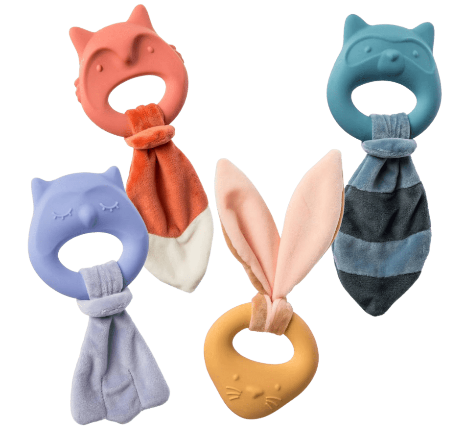 Leika forest friends Baby Owl Fox And Racoon Baby Teethers