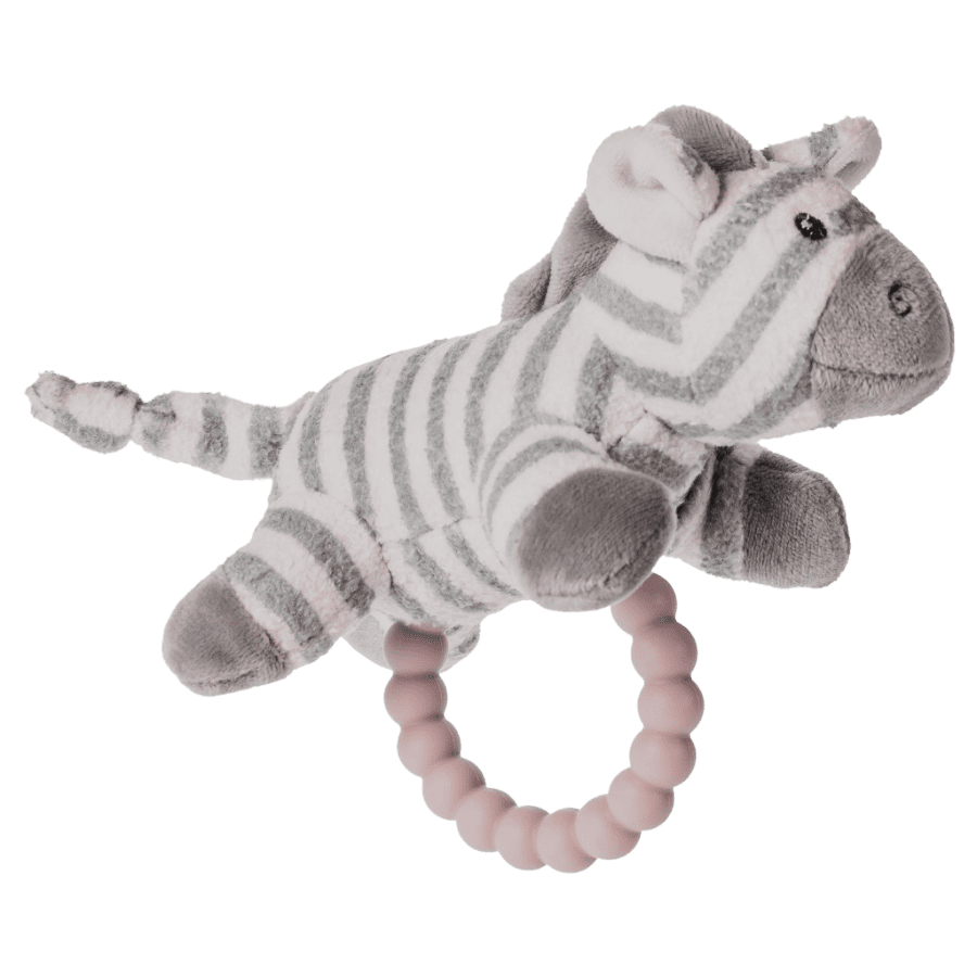 Grey and white zebra baby rattle