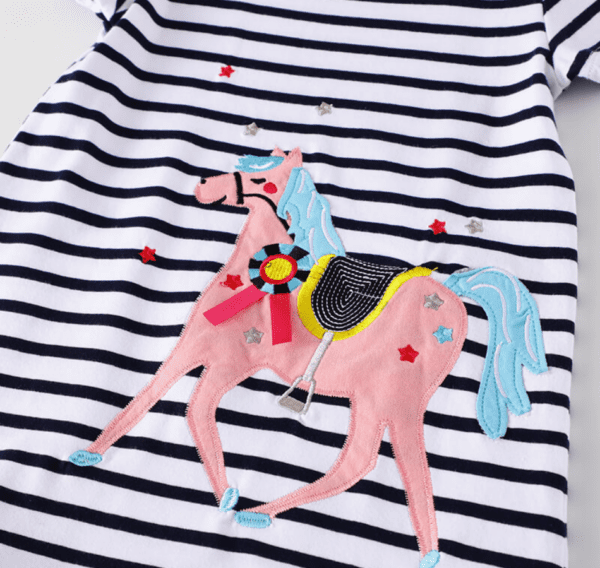 Little girls dress with pink horse