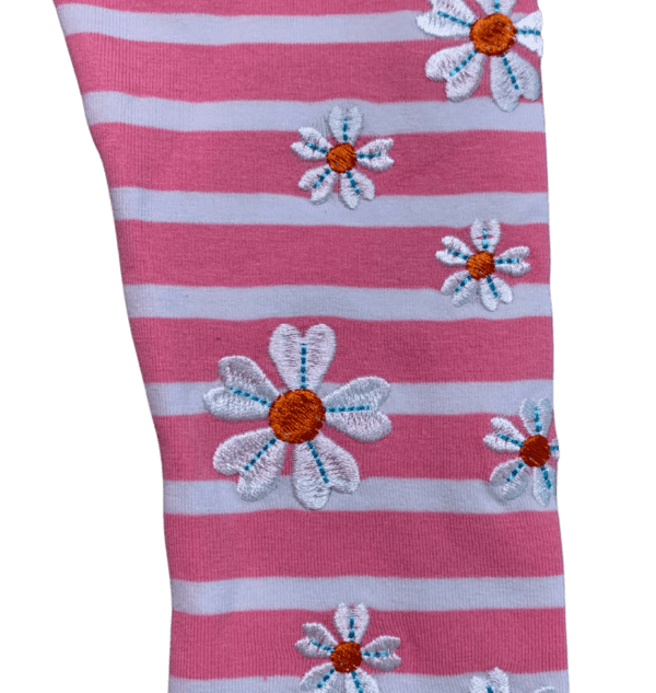 Pink Girls leggings with white embroidered flowers