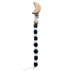 Black and White Silicone Bead and wood moon pacifier clip