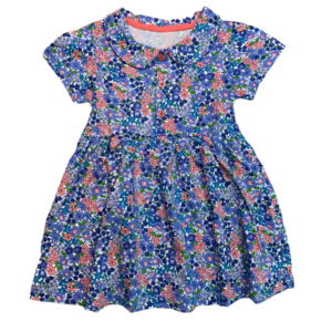 Little girls dress with flower print and collar detail