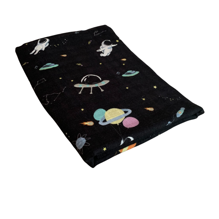 Baby swaddle blanket outer space astronauts pattern