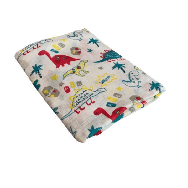 Baby swaddle blanket outer space dinosaurs pattern