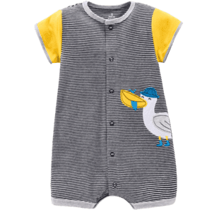 Boys summer romper snap up front with cute pelican applique