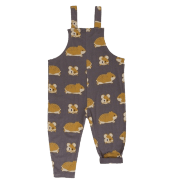 Little kids grey overalls with cute hamster design