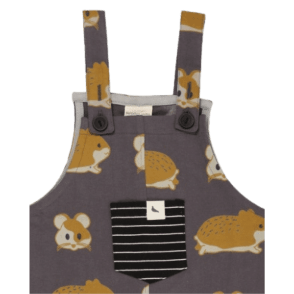Little kids grey overalls with cute hamster design