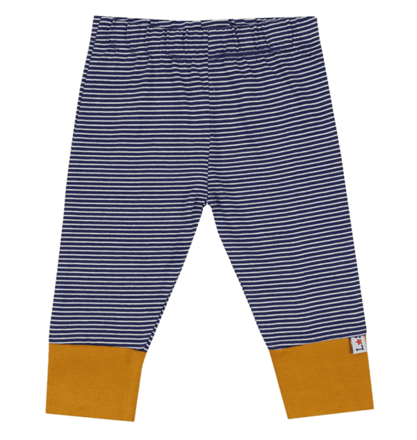 2 pack baby boys pants navy and white stripes with mustard yellow detail