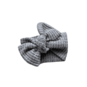 grey waffle knit baby headband bow