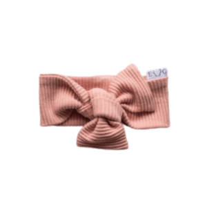 cute little baby headband bow in a pink ribbed material