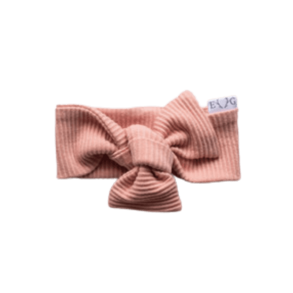 cute little baby headband bow in a pink ribbed material